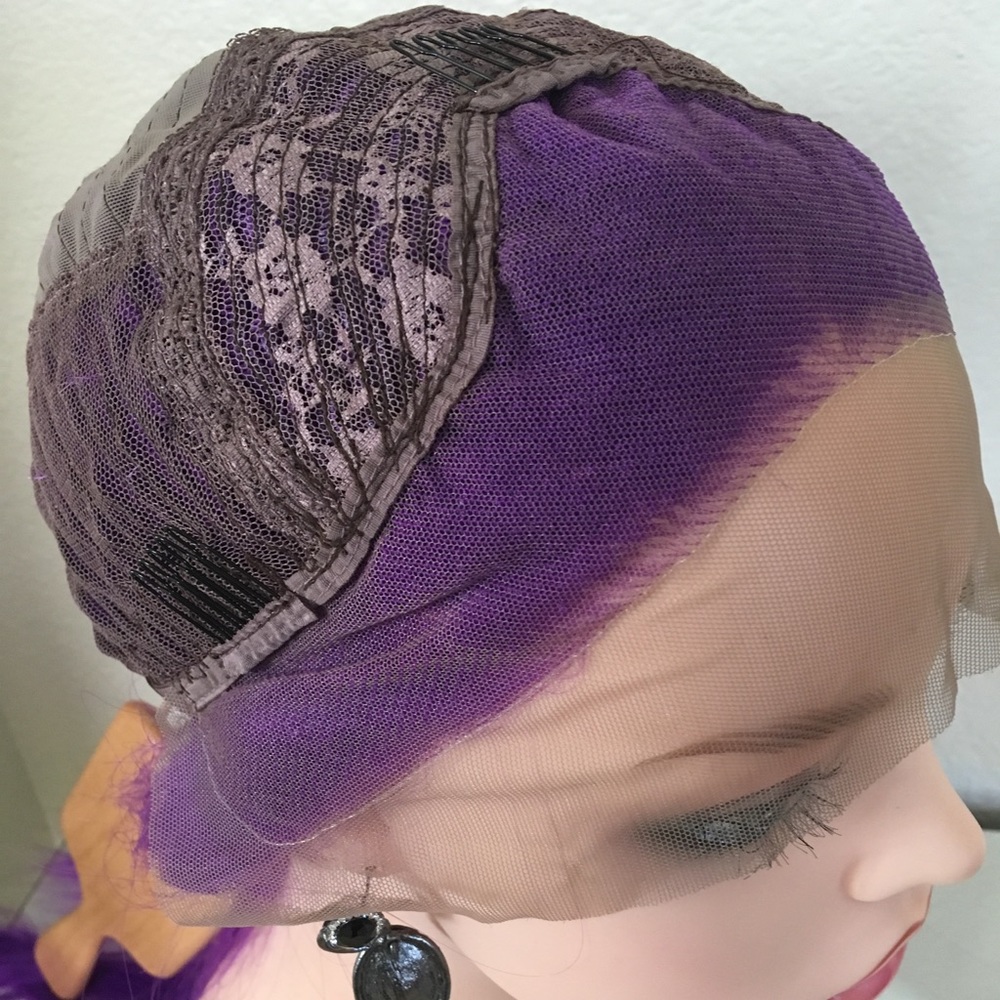 Purple wig Swiss lace straight 26” Long heat ok - Picture 6 of 6